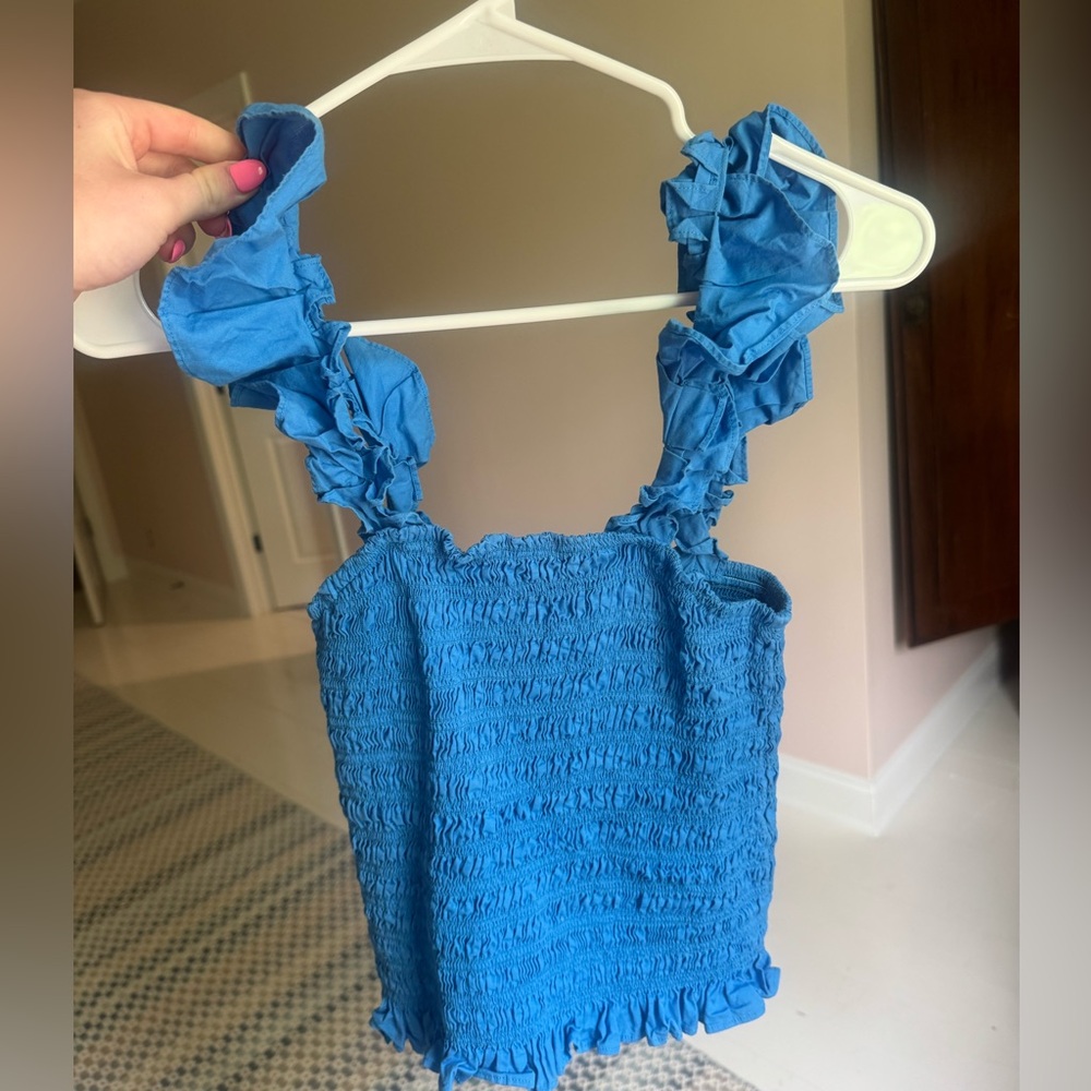 RAMY BROOK Blue Ruffled Women's Top